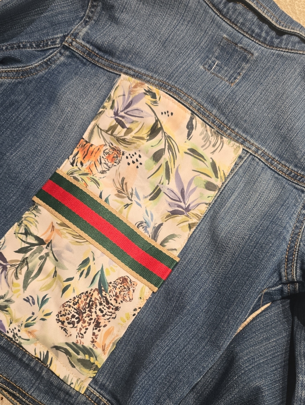 Upcycled Designer Insipered Jean Jacket - Picture 8 of 12
